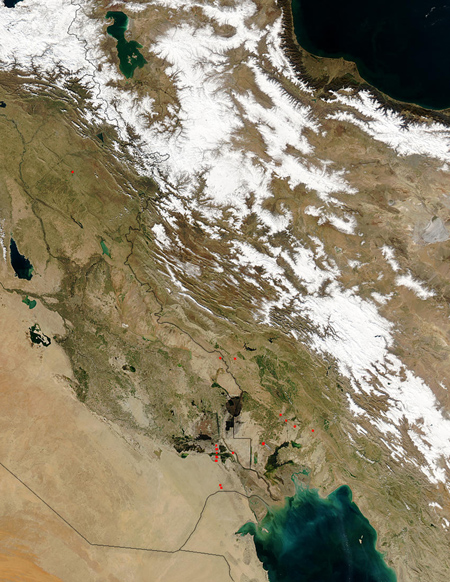 Snow in Iran, floods in Iraq
