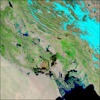 Snow in Iran, floods in Iraq - False Color