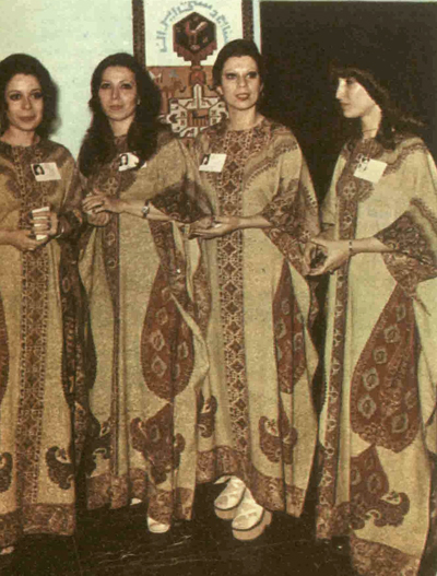 Models wearing Isfahan Ghalamkar Gowns