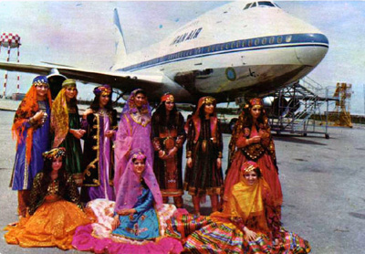 Iranian Airline Stewardesses wearing traditonal Iranian costume