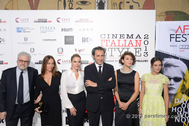 Roberto Ando, Maria Sole Tognazzi, Claudia Gerini, Paolo Sorrentino, Jasmine Trinca, Kasia Smutniak attend Cinema Italian Style 2013 - Hollywood (November 14, 2013
