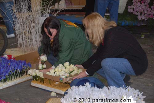 Volunteers handling the roses- Pasadena (December 31, 2010) - by QH