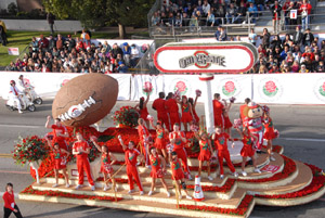 OSU Cheerleaders at the Rose Parade - by QH