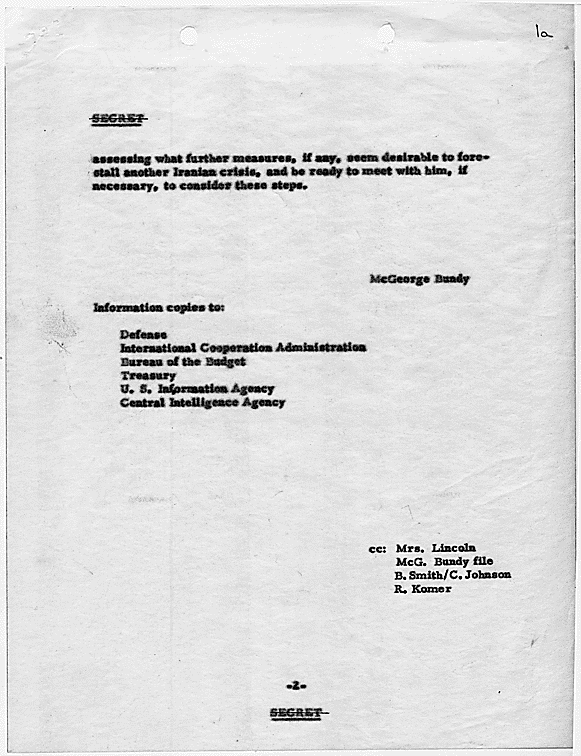 National Security Action Memorandum No. 67 Iran, 08/07/1961  - ARC Identifier: 193464