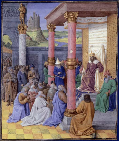 Cyrus the Great allowing Hebrews to return home and rebuild their temple in Jerusalem -  Jean Fouquet, vers 1470-1475 Paris, BnF