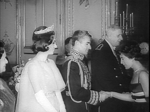  Shah of Iran & Empress Farah meeting dignitaries; French President Charles De Gaulle