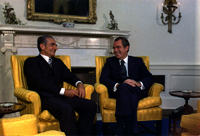 President Nixon and the Shah of Iran in the Oval Office , 07/24/1973 - ARC Identifier: 194536.