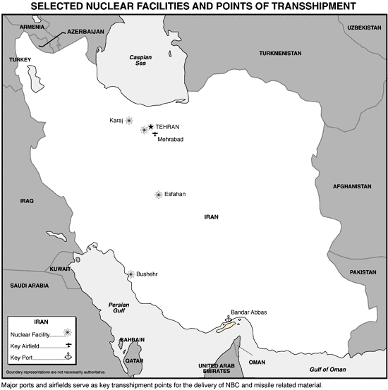Selected Nuclear Facilities and Points of Transshipment