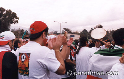 Football fans outside the Rose Bowl - January 16, 2000