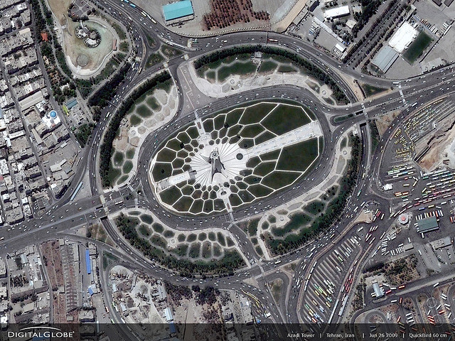 QuickBird satellite image of Azadi Tower, Tehran, Iran - DigitalGlobe (June 26, 2009)