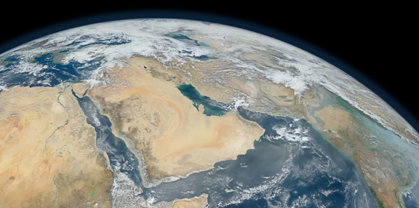 The Middle East - NASA Blue Marble acquired January 4, 2012