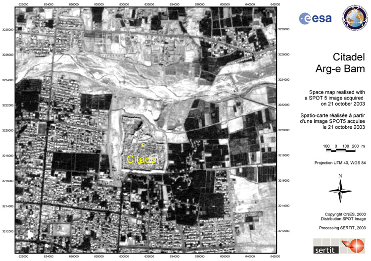 Space map of citadel derived from SPOT 5 image acquired on 21 October 2003 (pre-disaster).
