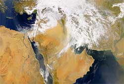 Low Pressure System and Dust Storm in Middle East