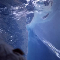 Kura Spit & Frontal Boundary, SW Caspian Sea (NASA)