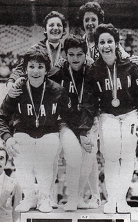 Fencing Champions: Top: Maryam Shariatzadeh, Mahvash Shafahi, Bottom: Maryam Achak, Jila Almasi, Gitty Majiyan - Asian Games