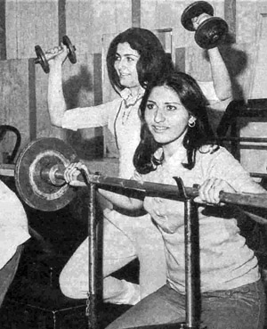 Girls training at the gym