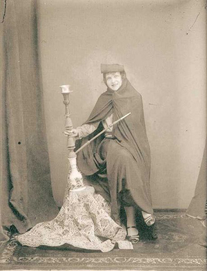 Qajar Woman with the traditional Qalyan