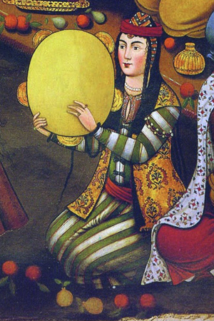 Qajar Woman playing the Daf