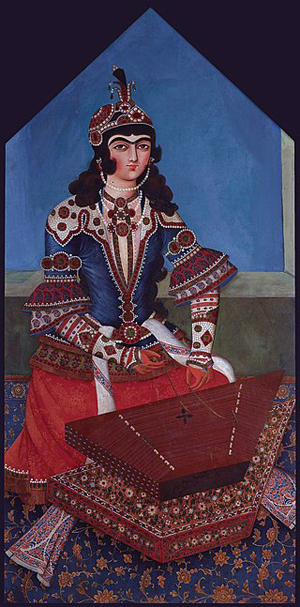 Qajar Woman playing the santur
