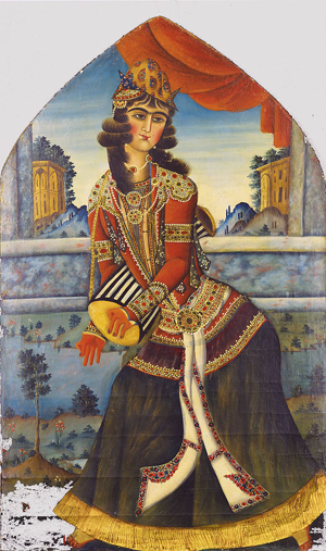 Qajar Woman playing the Zarb