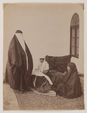 Antoin Sevruguin's Two Veiled Women and a Child (Qajar Era)