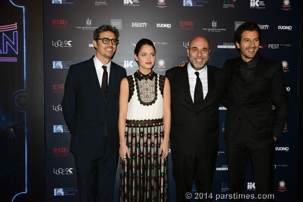 (L-R) director Pierfrancesco Diliberto, actress Matilde Gioli, director Paolo Virzi and actor Francesco - Hollywood (November 13, 2014