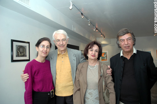 Maryam Seyhoun, H.E. Mehrdad Pahlbod (Minister of Culture and the Arts 1964-1978),  Kavous Pirouzi Phalavan - Seyhoun Gallery (January 29, 2006) - by QH