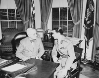 Photograph of President Truman with the Shah of Iran in the Oval Office., ca. 11/18/1949 - ARC Identifier: 200151.