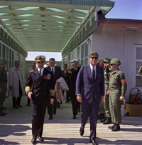 President John F. Kennedy and the Shah of Iran, Mohammad Reza Pahlavi, Arrive at Camp Lejeune in North Carolina
